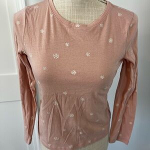 old navy large 10/12 pale pink long sleeve top with snowflakes